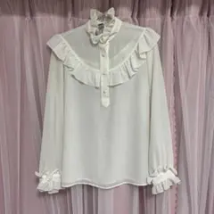 ヴィンテージ 古着 ブラウス フリル ホワイト