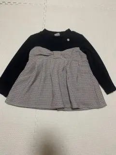 petit main 90サイズ トップス 黒/チェック柄