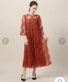 UNITED ARROWS B&Y ノーカラーレースロングドレス