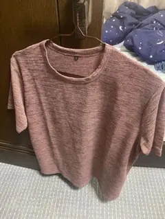 クルーネック 半袖 Tシャツ くすみピンク XL