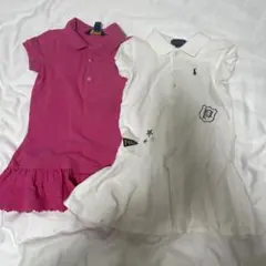 ポロ・ラルフ・ローレン 半袖ワンピース 100cm ピンク・ホワイト