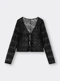 新品　未使用　ジーユー　GU レースリボンカーディガン　羽織り 黒　XL