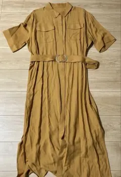 ViS オレンジ半袖シャツワンピース サイズF