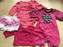 ベビー服　まとめ売り　5点　女の子　ピンク　ロンパース　スカート　ロンT