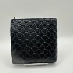 GUCCI マイクロシマ GG柄 ブラック 黒 2つ折り 短財布