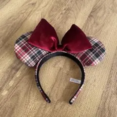 ミニーマウス チェック柄カチューシャ