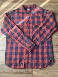 BEAMS / ブロックチェック バンドカラーシャツ