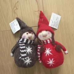 【タグ付き】クリスマス フェルトオーナメント 北欧 妖精 ニッセ 2体セットのサムネイル
