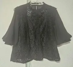 レース装飾 五分袖ブラウス M　しまむら