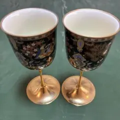 ワイングラス 2客セット 金彩装飾　上品ペアグラス