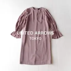 美品 ユナイテッドアローズ TOKYO 3,2万 サテンのシフォンワンピース Y