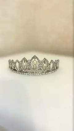 ウェディングティアラ シルバー パール装飾