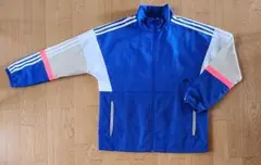 adidas ナイロンジャケット 青 ストライプ 2XL