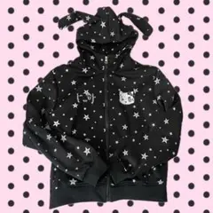 平成 グランジ パンク 韓国 ウィッシュコア 星柄 パーカー 森ガール 猫耳