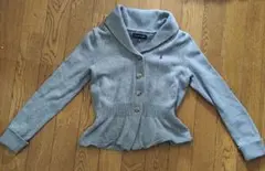 ラルフローレン キッズ ニットカーディガン 140 グレー 綿100%