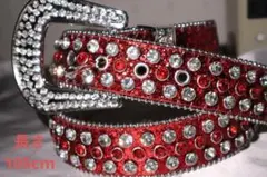 105cm ギラギラ　レッド1　ウエスタンベルト　LEX アメカジ　グランジ