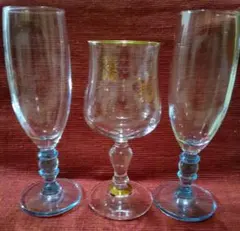 花柄のワイングラス(アフタヌーンティー)とシャンパングラス　計3個セット