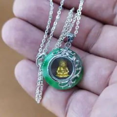{整理番号:BR112} 回転観音様ペンダント( 合金製銀メッキネックレス付き)