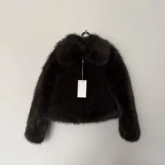 未使用タグ付き ZARA フェイクファーラペルショートコート ブラウン xs