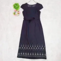 新品】ハーモニカ プリーツワンピース 花刺繍 薔薇 XL 大きいサイズ 黒
