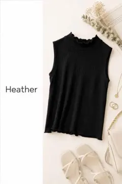Heatherヘザー　リブハイネックノースリーブ　メロウフリル タンクトップのサムネイル