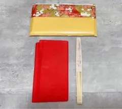 茶道 初めてセット 基本3点 女性用 帛紗（朱）友禅袋入懐紙 扇子