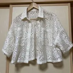 ホワイト レース 半袖シャツのサムネイル