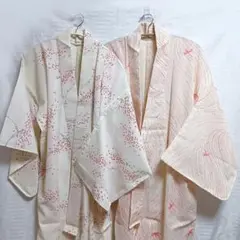紅葉と柳 夏着物２枚 おまとめ売りのサムネイル