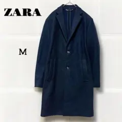 ザラ　4WAYストレッチ M ロングコート 濃紺 伸縮性抜群 ビジネス　訳あり