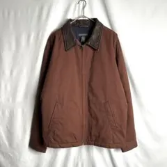 90s BANANA REPUBLIC 襟レザー 中綿 コットン ジャケット Lのサムネイル