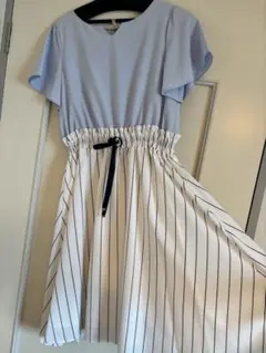 PATTERN fiona 半袖ひざ丈ワンピース ストライプ Mのサムネイル
