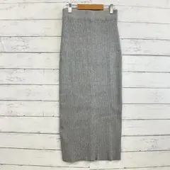 レディース リブ ニット ロングスカート グレー タイト ストレッチ M相当