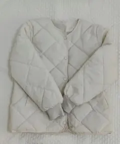 アイボリー ノーカラーキルティングジャケット 長袖