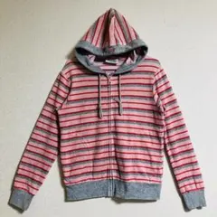 ROXY ロキシー　パーカー ジップアップ　ボーダー　ベロア 激レア　y2kのサムネイル