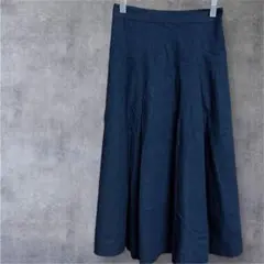 Aライン フレアスカート ミモレ丈スカート ネイビー 清楚 オフィスカジュアル