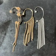 イヤーカフ 3点セット ゴールド シルバー フリンジ