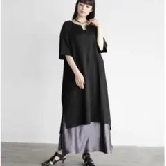 ビアズリー ネイビー 半袖 コクーン マルワンピ ワンピース サイズ1