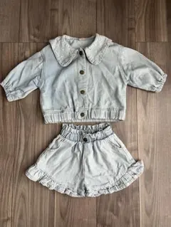 バースデイ　tete a tete デニムセットアップ　80センチ