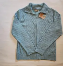 2〈新品〉カーディガン ニット 手編み風 前ジッパー 水色 レディース 即日発送