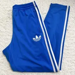 《人気早い者勝ち》アディダストラックパンツトレフォイルロゴ刺繍ワンポイントブルー