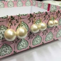 大きさ選べる☆コットンパールの一粒ピアス☆送料無料