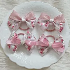 リボンヘアゴム　ハンドメイド　キッズヘアゴム