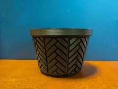 ３Ｄプリンター鉢　ヘリンボーン柄　ブラック　３号のサムネイル