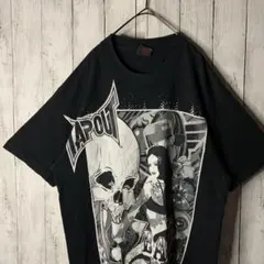 TAPOUT タップアウト スカル ガール タトゥー ビッグロゴ Tシャツ 黒