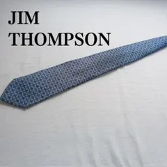 ジムトンプソン ネクタイ 青系 象 アニマル柄 総柄 絹【n3558】