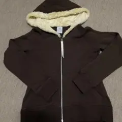 adidas ボアフード付きブラウンパーカー S