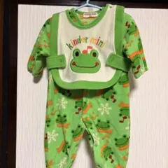 kinder mini カエル柄 フリース ロンパース スタイセット 70