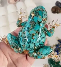 ボヘミアンスタイル ディープブルー クリスタルフロッグ像　カエル