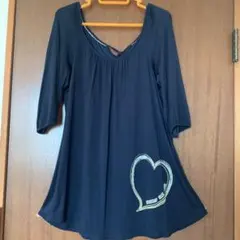 バーバリーブルーレーベル ネイビー ハートプリント チュニック 五分袖