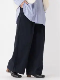 スタディオクリップ＊コーデュロイワイドパンツ　ネイビー　イージーケア